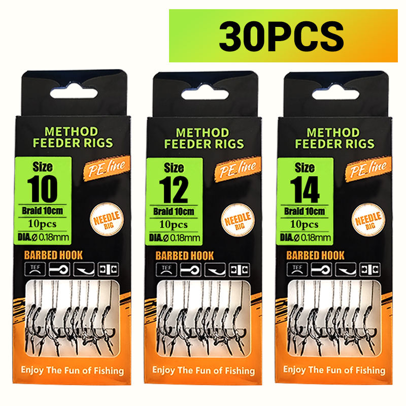 Fishing Hook Barbless - Karpfenangeln-Rigs vorgebunden, Method Feeder & Hair