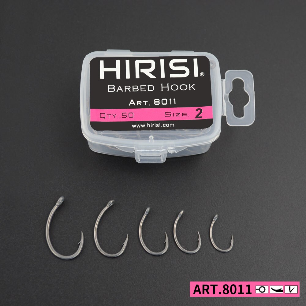 Fishing Hook Offset - Hirisi Karpfen-Angelhaken, 50 Stück, PTFE-Beschichtung, Widerhaken