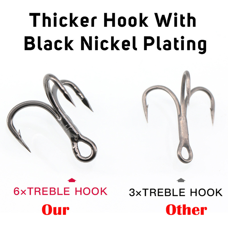 6 x Angel-Drillinge, schwarz,  – Fishing Hook Offset Bewertung und Preis